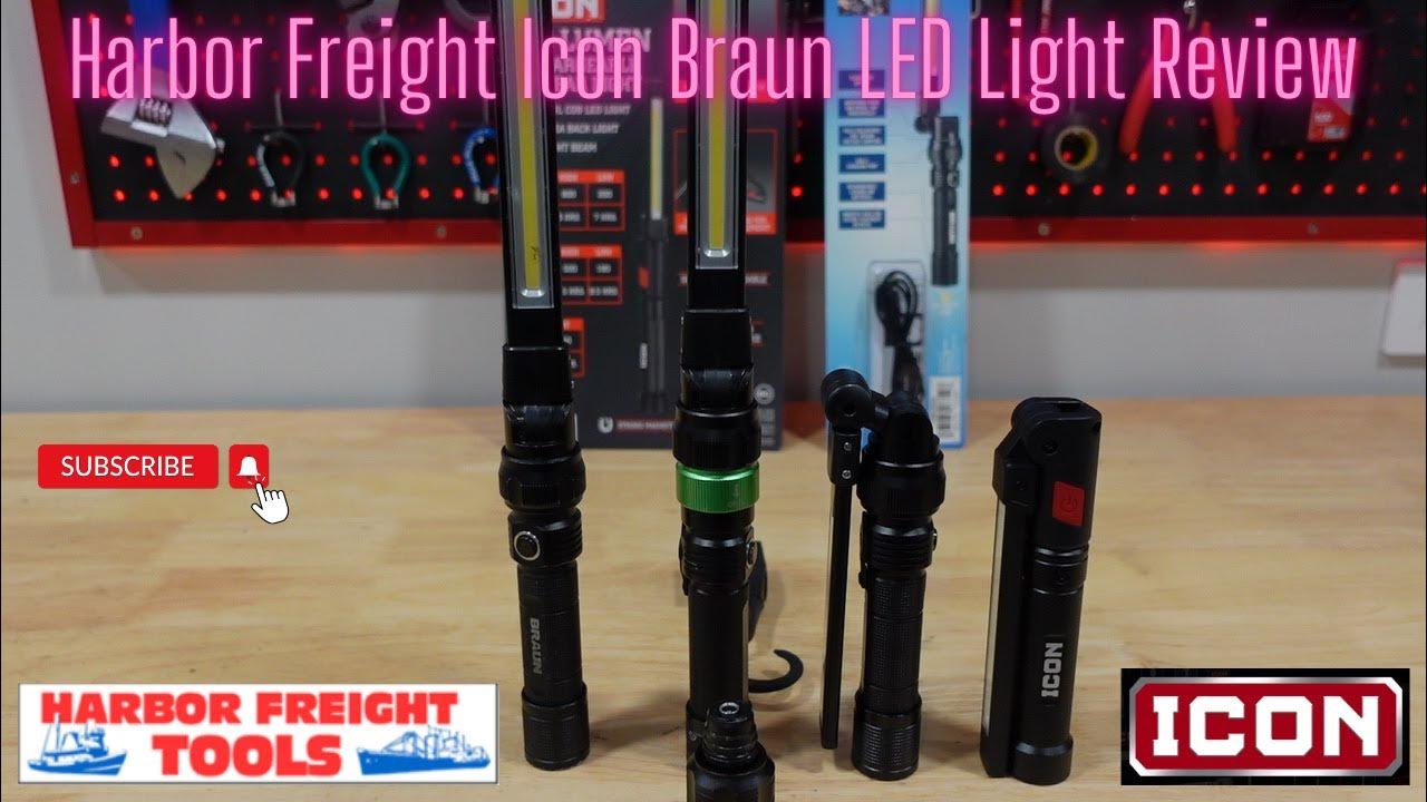 Harbor Freight LED Lights Review ICON 800 Lumen Braun 31 and Braun 500