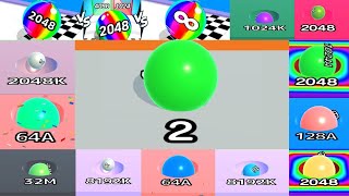 [1024A Drop in 2 No. Tile] BallRun 2048 vs Number Ball Race & Merge 3D vs BallRun Infinity