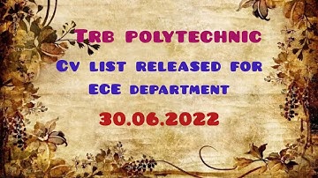 TRB POLYTECHNIC - CV List Update on 30.06.2022 - ECE Department .