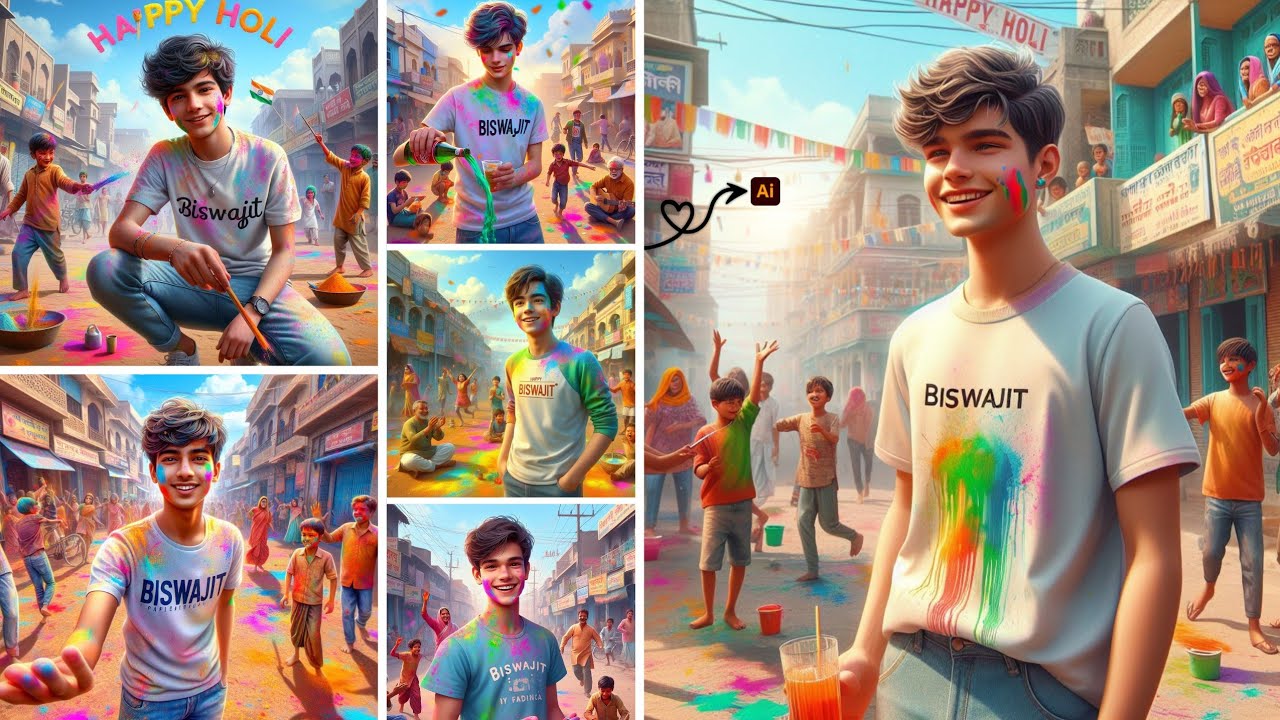 How to create 3D Al Happy Holi boys Images | Viral photo editing | bing image creator tutorial |