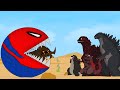 Godzilla vs Shin Godzilla: PacMan Spiderman Red Monster Funny | Godzilla Movie Cartoon