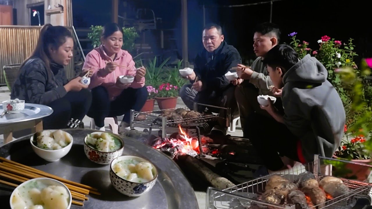 Winter Countryside Life Cooking Sticky Rice Cake&Climbing The Hills To Dig Potatoes To Enjoy At Home