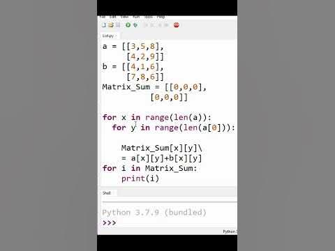 How to Calculate Sum of Matrices using Python - YouTube