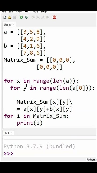 How to Calculate Sum of Matrices using Python - YouTube