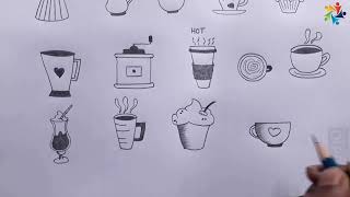 How to Draw Morning Drinks Set | Many Cup Drawing | Easy pencil Drawing