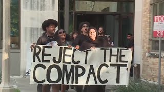 UT students protest Trump compact, education policies during new president’s inauguration
