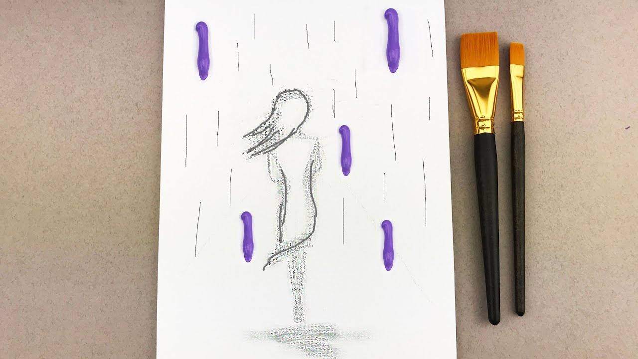 Easy Painting Acrylics / Rain / Relaxing Demo / Daily Art Therapy YouTube