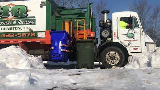 HQ Peterbilt 320 Labrie Automizer Split Body Slamming Trash and Recycling Carts