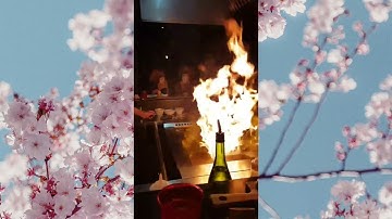 teppanyaki fire 🔥 show# hibachi spatula fork tricks # flying knives