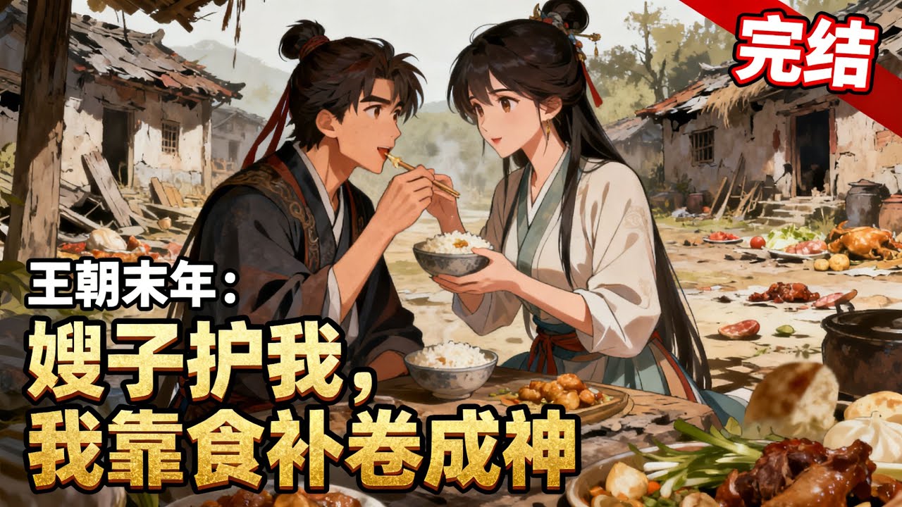 【完结】《王朝末年：嫂子護我，我靠食補捲成神》被嫂子用穀糠飯養傷的我覺醒食補系統，喫糠咽菜也能漲屬性，看我如何在亂世靠喫成神，帶嫂子暴富！#漫畫解說 #修仙 #仙俠 #玄幻