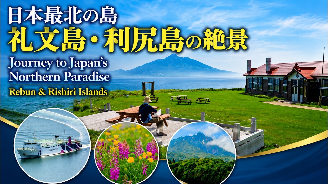 【サボ　愛称板】（表）礼 文 REBUN（裏）利 尻 RISHIRI 日本最北の島へ 礼文島・利尻島 絶景の島旅 Journey to Japan's