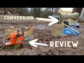 Working in the mud | Wheelbarrow DUEL WHEEL conversion | Husqvarna 120 Mk2 Review | Family Vlog