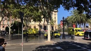 Van hits pedestrians in Barcelona 'terror attack'