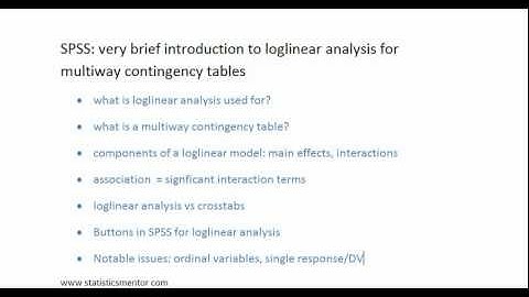 SPSS: Introduction to loglinear analysis for multiway contingency tables