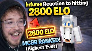 Infume Reaction to hitting 2800 ELO in MCSR RANKED! (Highest Ever)