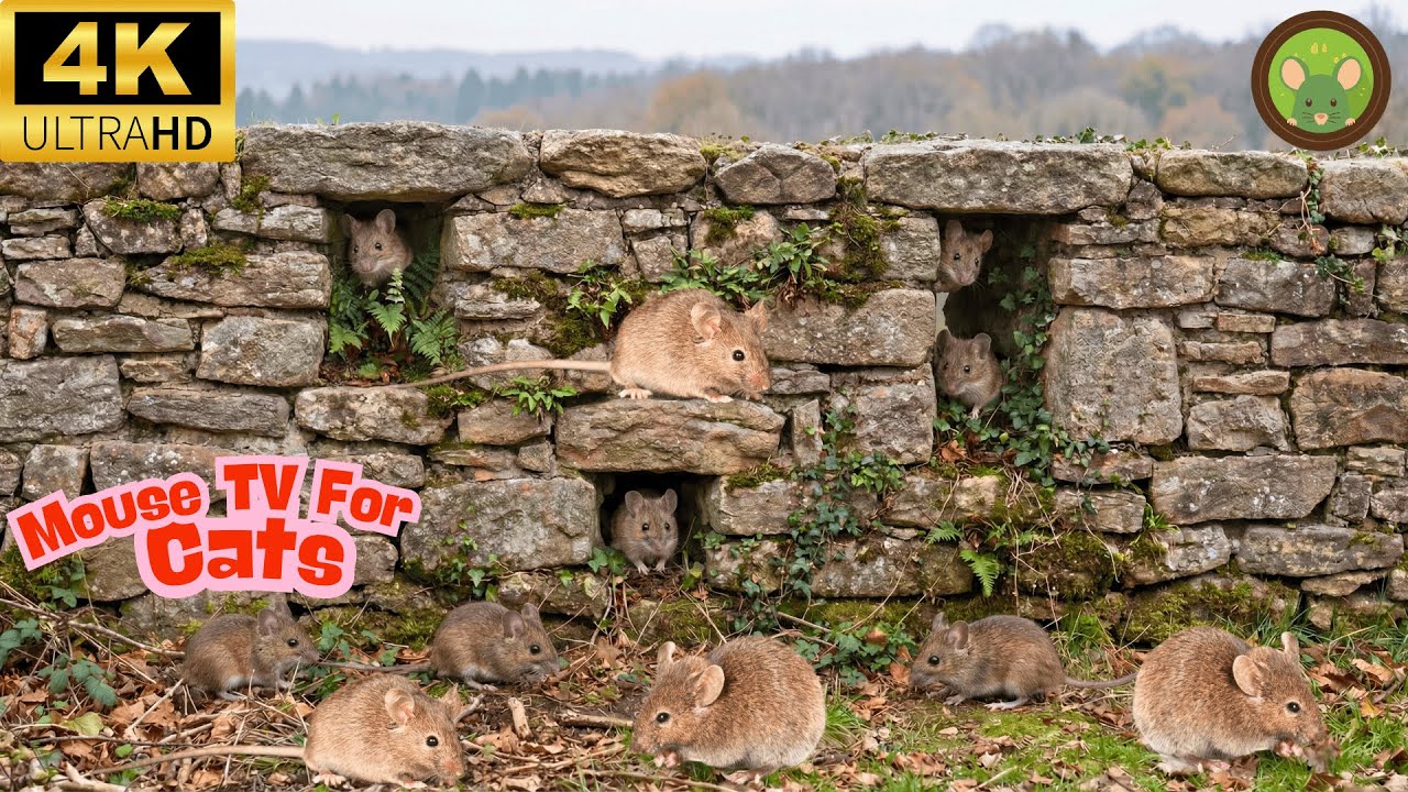 Cat TV Mouse Hunting 🐭 | Stone Wall Mouse Hideouts for Cats (4 Hours)