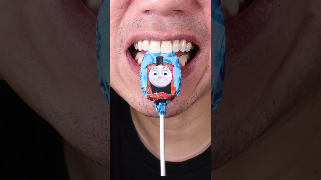 ASMR | Thomas &amp; Friends Crunchy Chocolate Lollipops | Can You Name the Character? #ASMR