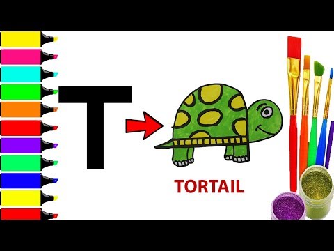 How to turn  "T"  into a Tortoise | Drawing for kids | Drawing with Alphabets  | Nursery Color Pen