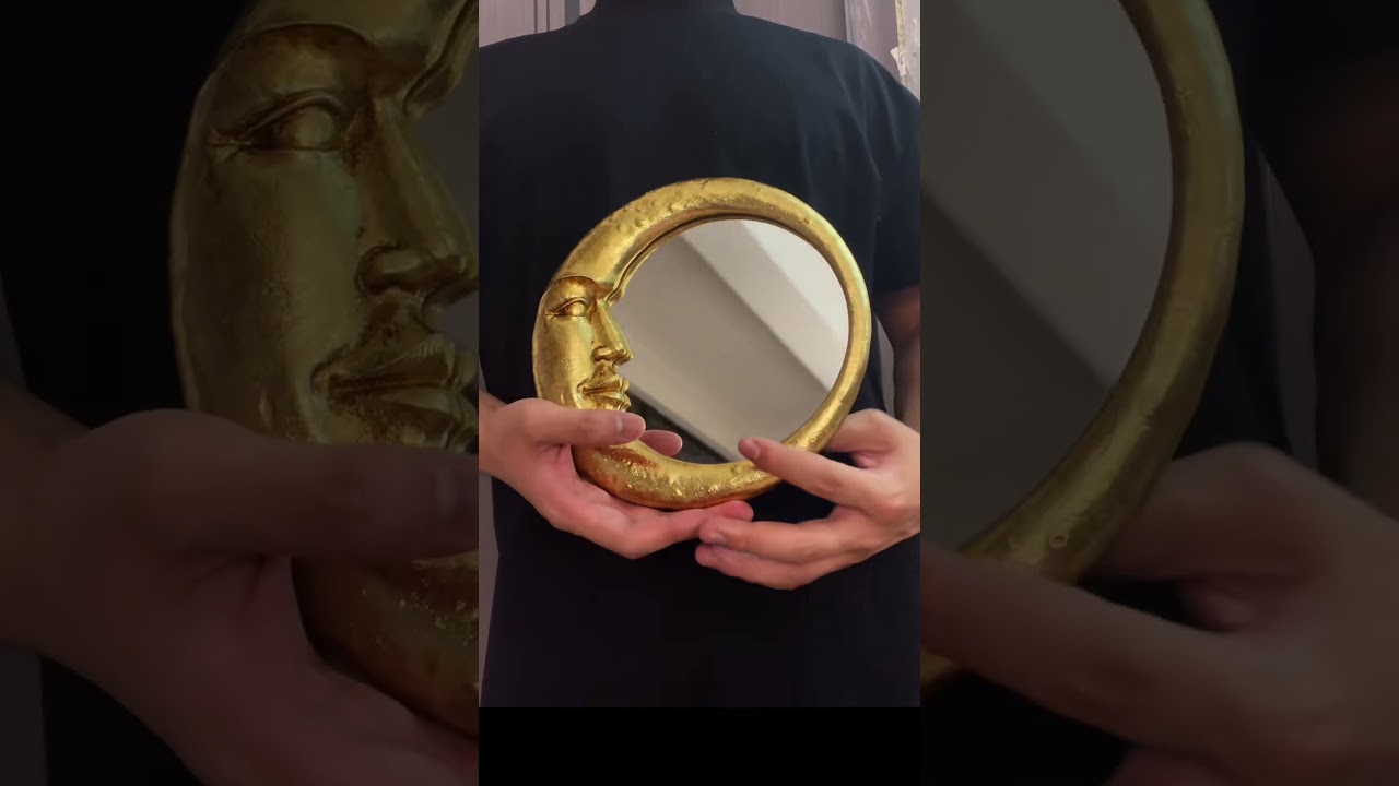 Dreamy Gold Crescent Moon Mirror for a 90s Celestial Vibe 
