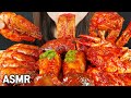 ASMR SPICY SEAFOOD(CRAB, SHRIMP, SQUID, ENOKI MUSHROOM, KING TRUMPET MUSHROOM ) MUKBANG