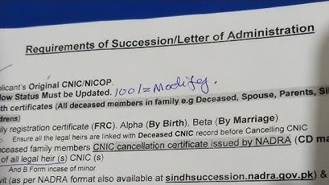 how to get succession certificate from Nadra