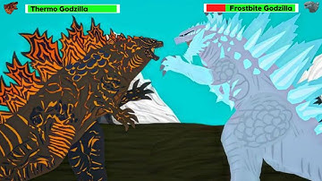 [DC2] Frostbite Godzilla vs Thermo Godzilla | ANIMATION with healthbars