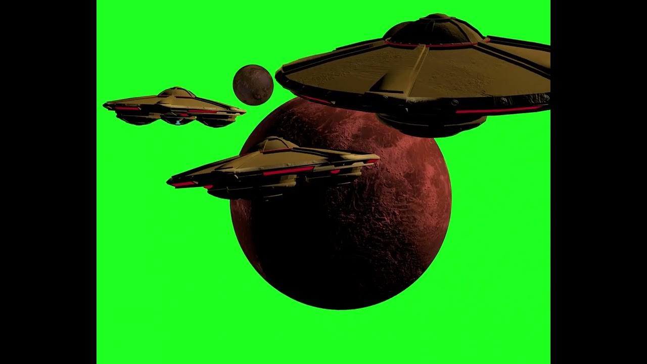 Doctor Who Dalek Command ships and multiple flying saucers and Skaro