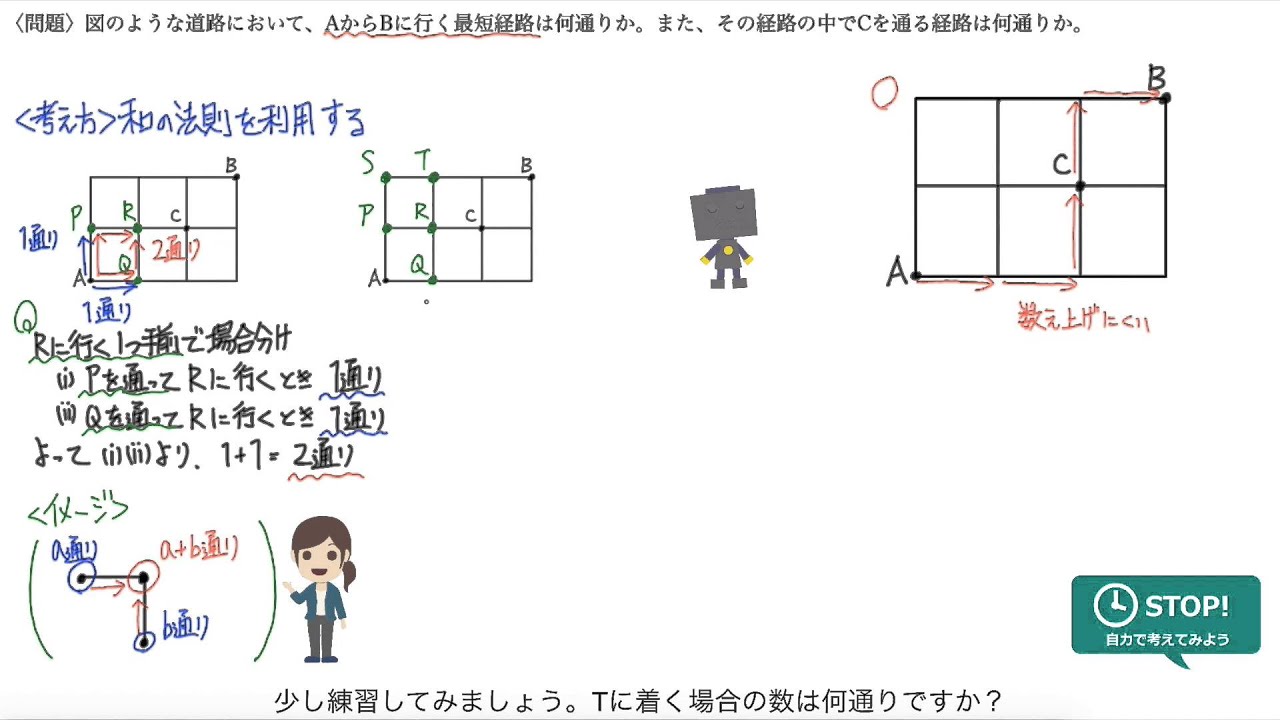経路の問題 ロボせん 数学 場合の数と確率 Youtube
