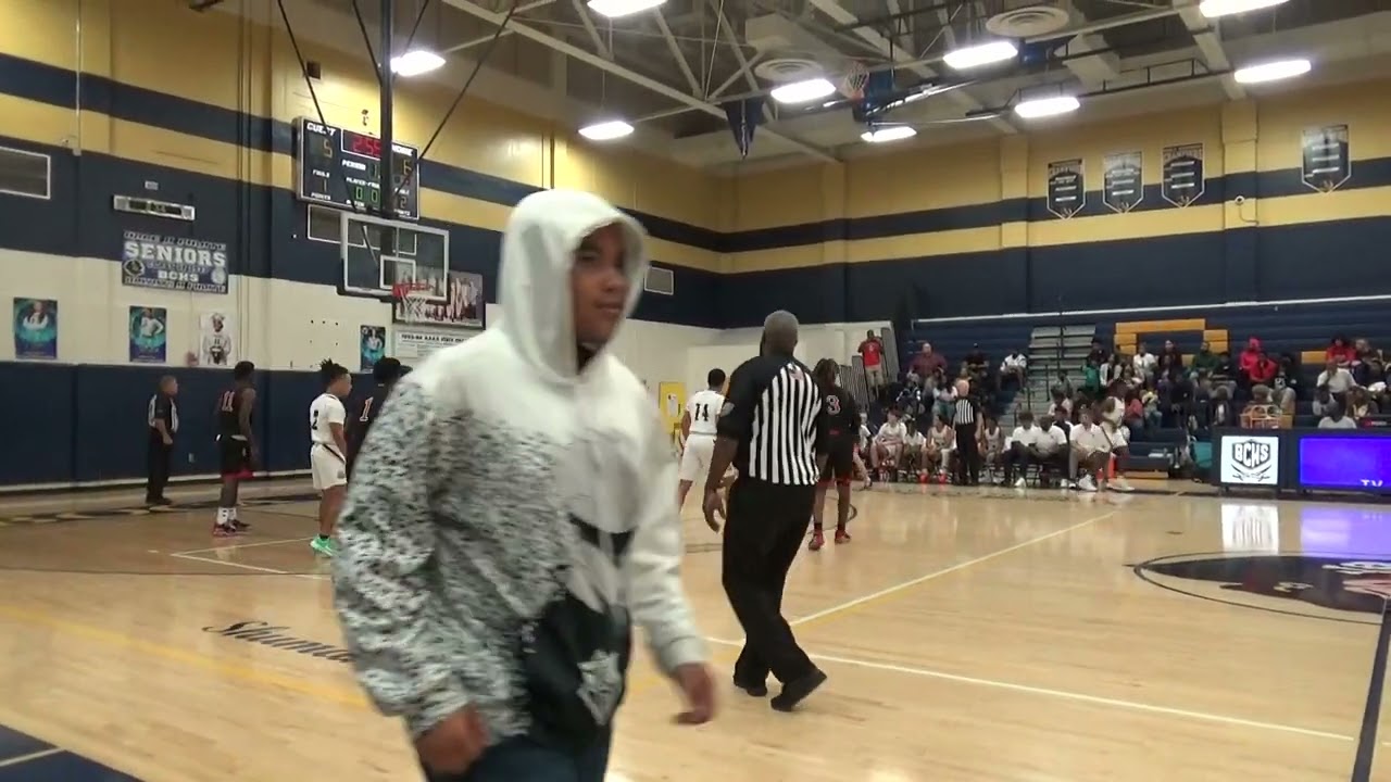 Jelani Nix Jr # 24 white jersey 6'4 sophomore Boca Ciega vs Northeast high