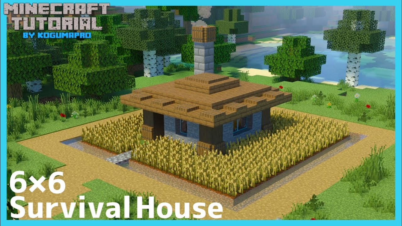 【マインクラフト】サバイバルでも簡単!6×6の仮拠点の作り方【マイクラ建築講座】 - YouTube