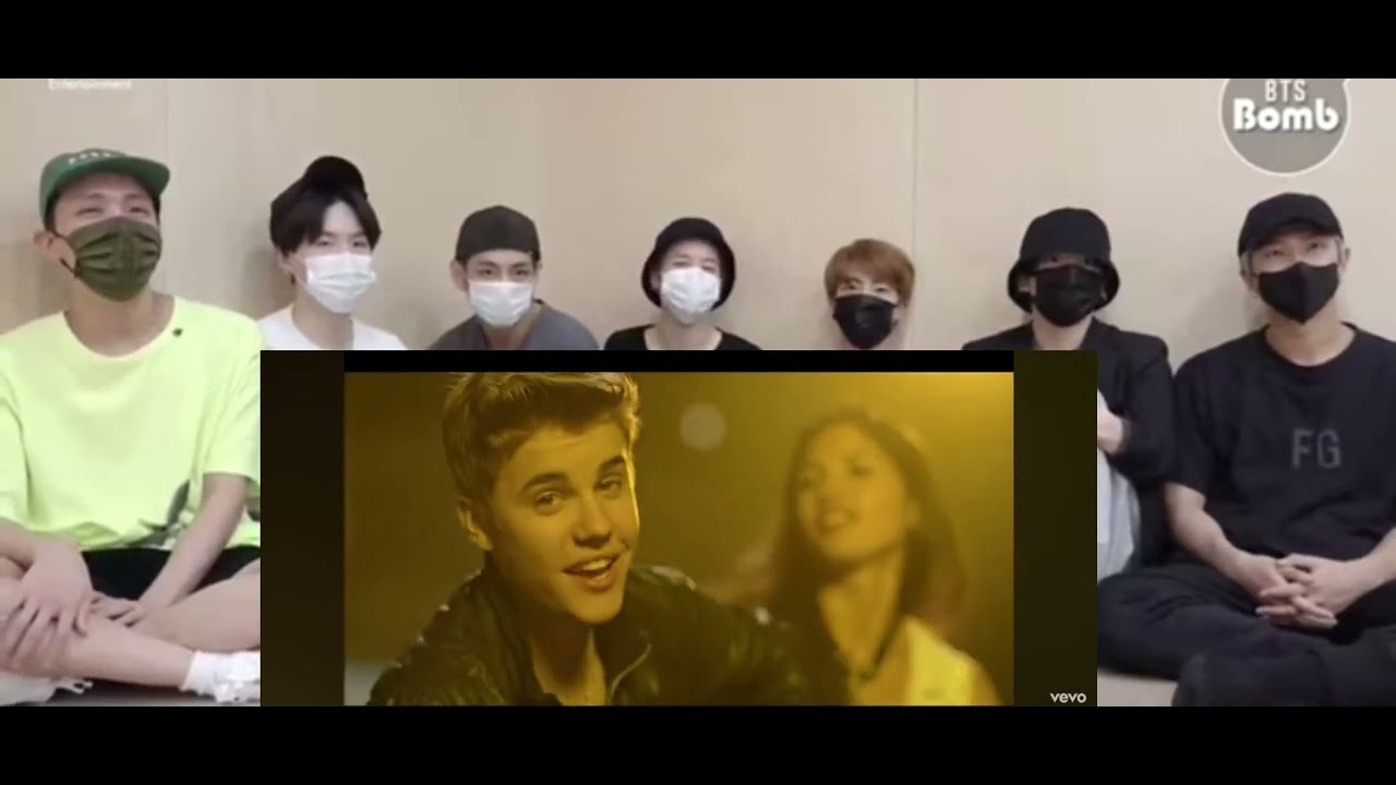 bts reaction to Justin Bieber songs (fake reaction)