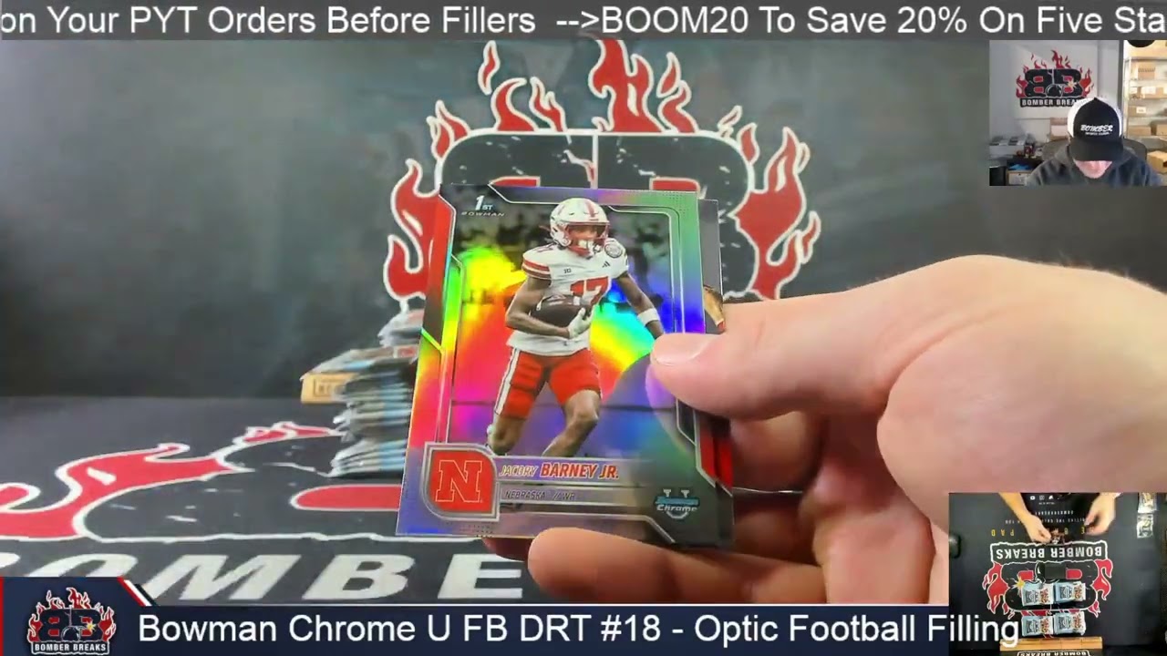 2025 Bowman Chrome University Football Double Random Team #18 4 Hobby Box Break 1 28 26