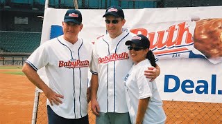 Rob Rohm batting against Nolan Ryan in Round Rock, Texas on August 16, 2003. Baby Ruth Real Deal Fan