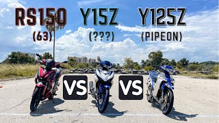 Y15Z spec HANTU vs Y125z(pipe on) vs Rs150 (63mm) !!?| s2 episode 20