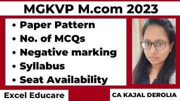 MGKVP M.com Entrance 2023 | M.com Admission 2023 | Paper Pattern | MCQs | Negative Marks | Time |