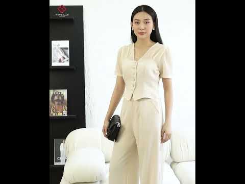 Video Set bộ áo kiểu cổ điển quần ống rộng SJ1169 - youtube