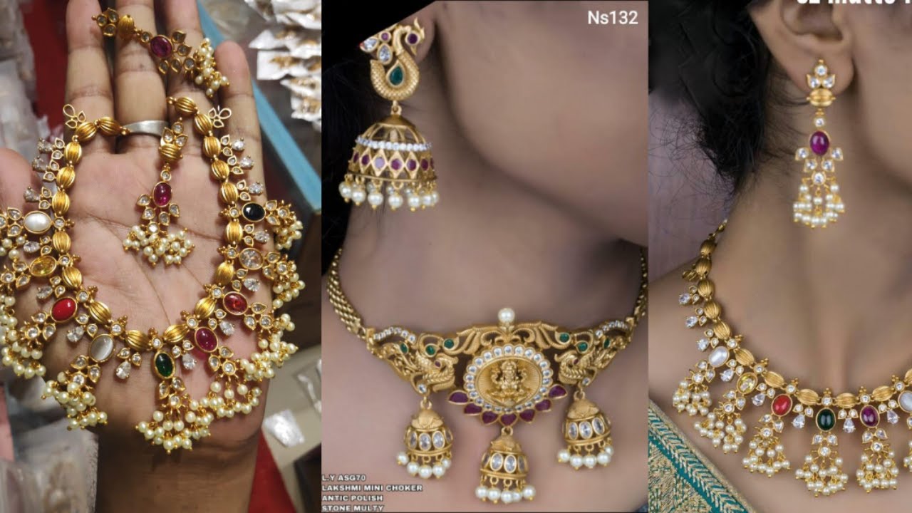 Matt finish bridal sets with price one gram gold jewellery with