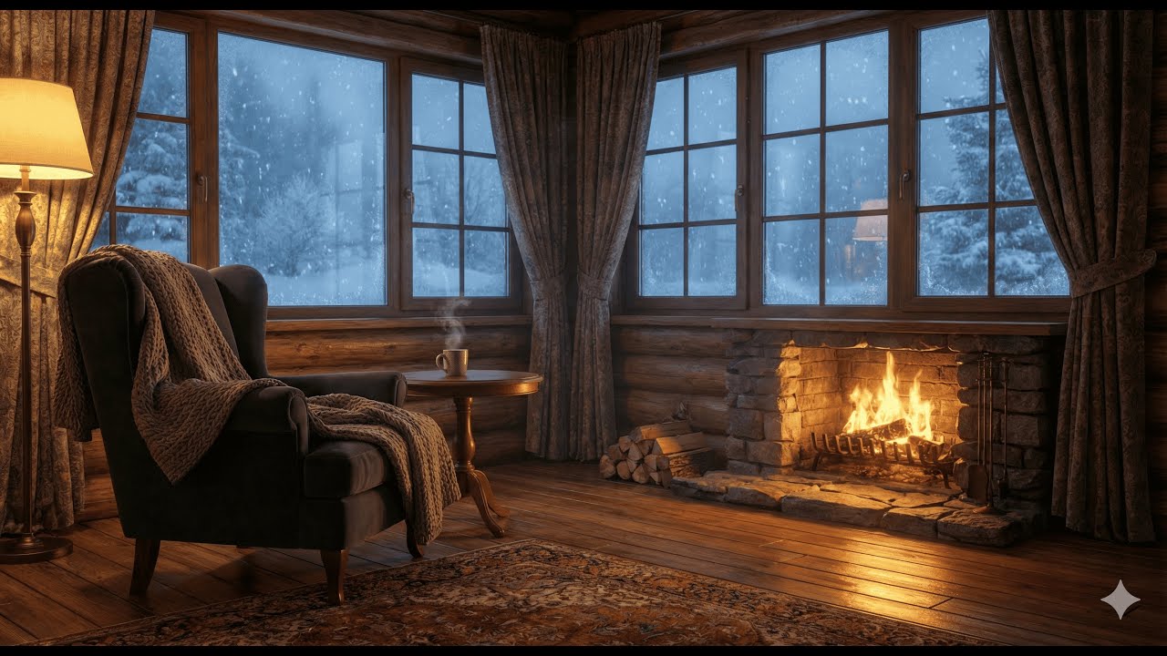 Serene Loft: Snow and Ambient Music | Cyberpunk Balcony in a Skyrise | 4K | 10 hrs