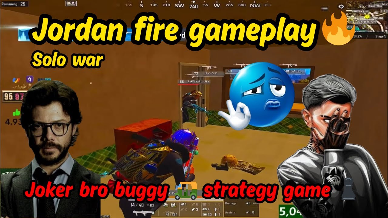 Jordan fire 🔥 gameplay joker bro buggy 🛺 strategy 🥶 #madanop #botsquadwar #botsquad #btswar #bts 