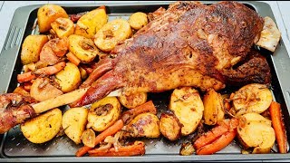 فخدة خروف مشوية فى الفرن/ اسهل طريقة  Roasted lamb leg in oven