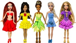 DIY Play Doh Disney Princess Glitter Dresses for Barbie Dolls