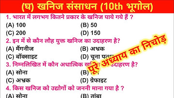 खनिज संसाधन का objective | bhugol VVI MCQs   | by Jasim sir