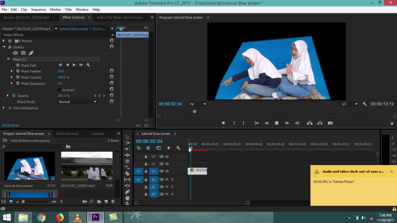 adobe premiere blue screen