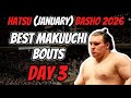 BEST BOUTS of DAY 3 | HATSU (January) Basho 2026 | Makkuchi Division | Sumo Wrestling in Japan