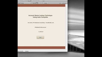 FileMaker Pro Advanced - AutoComplete Video Example