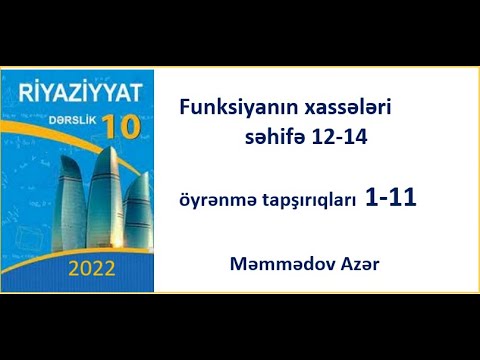 Funksiyann xasslri10cu sinif riyaziyyatsh 12 14 1 11 yrnm taprqlar