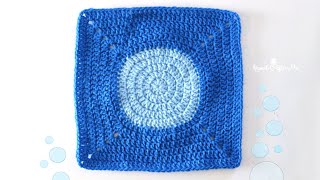 Crochet Circle in a Square -  Water Bubble Crochet Square