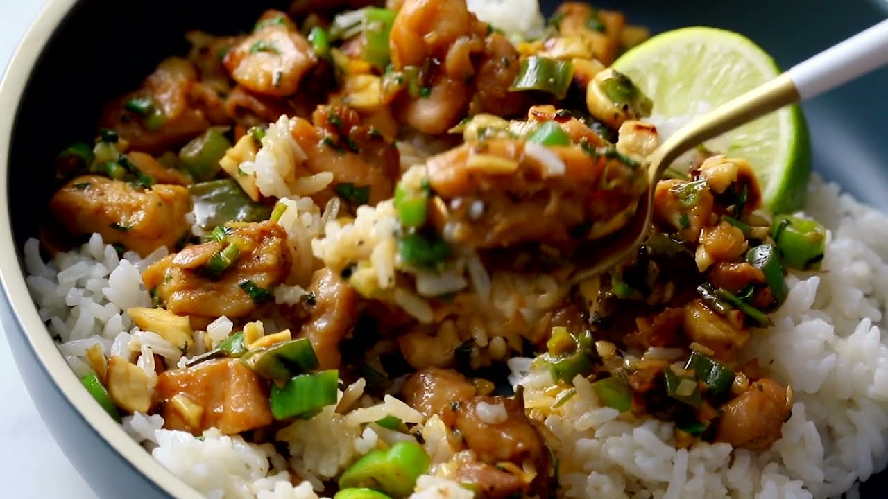 Ginger Peanut Chicken with Coconut Rice