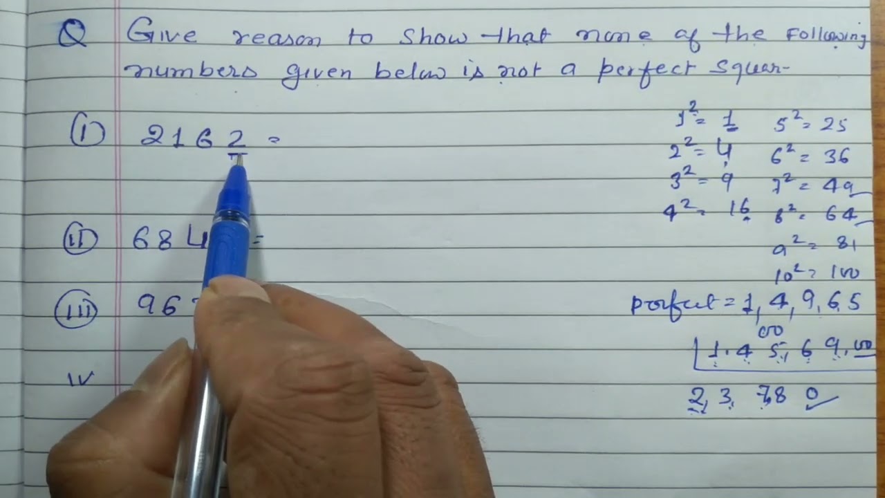 Give reason to show that none of the following numbers gives below is not a perfect square