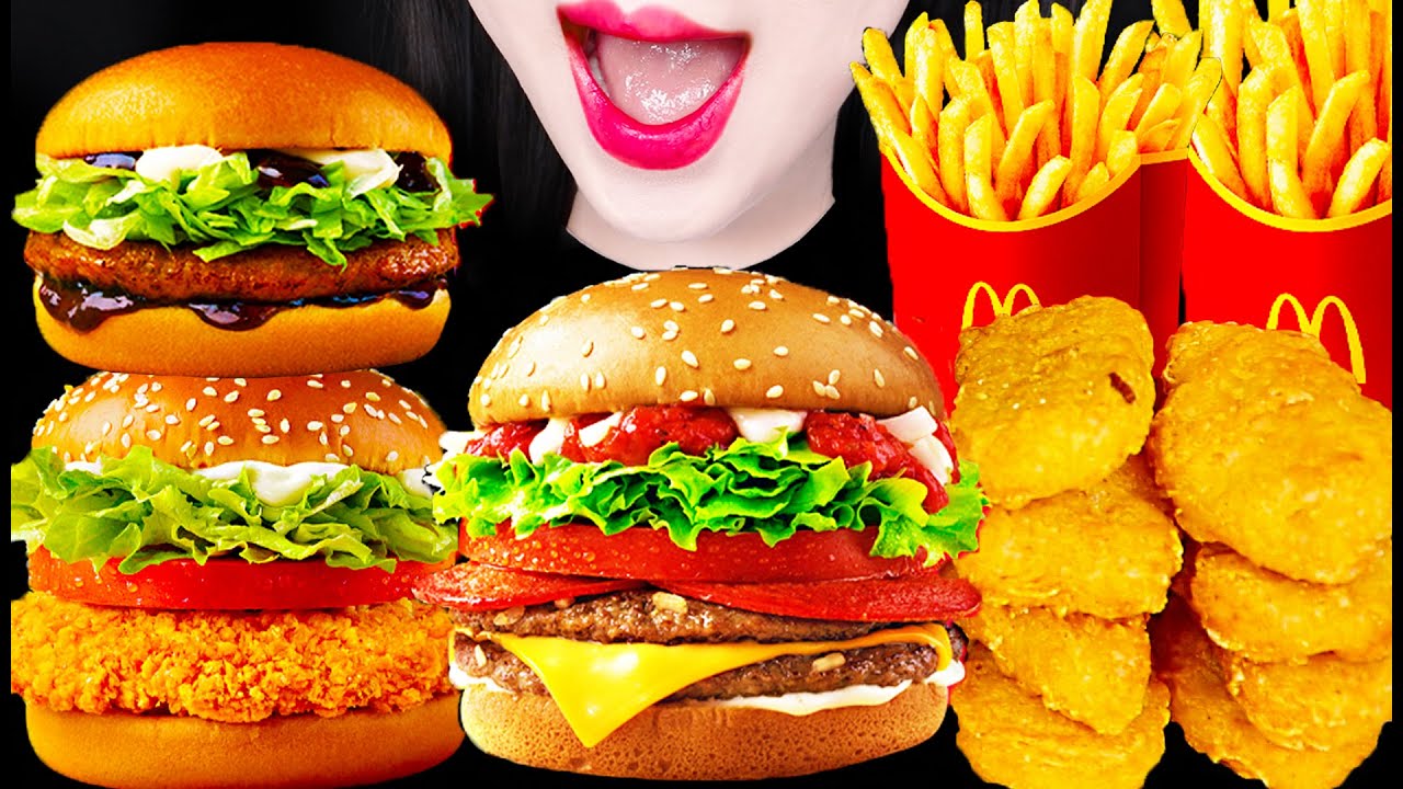 ASMR McDonald's Burger, Chicken Nuggets 맥도날드 치킨너겟 먹방 Mukbang, Eating